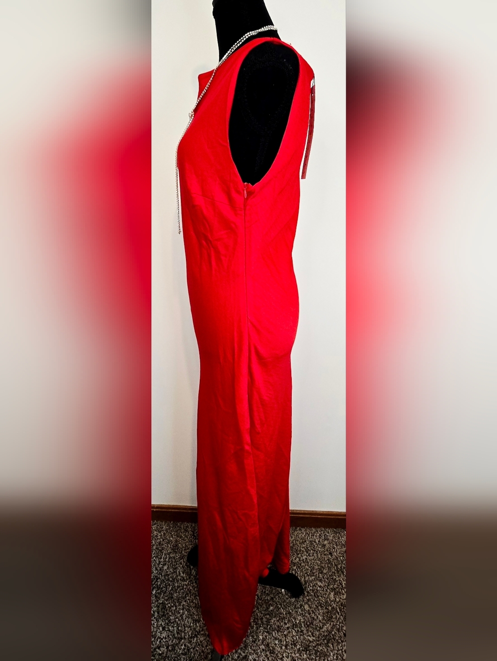 Missguided Red Maxi Dress Sleeveless Bodycon Formal Evening NWT Sz L Prom - Picture 9 of 12